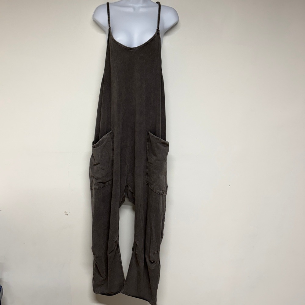 Free People Movement Hot Shot Jumpsuit Womens L Black Baggy Oversized Romper